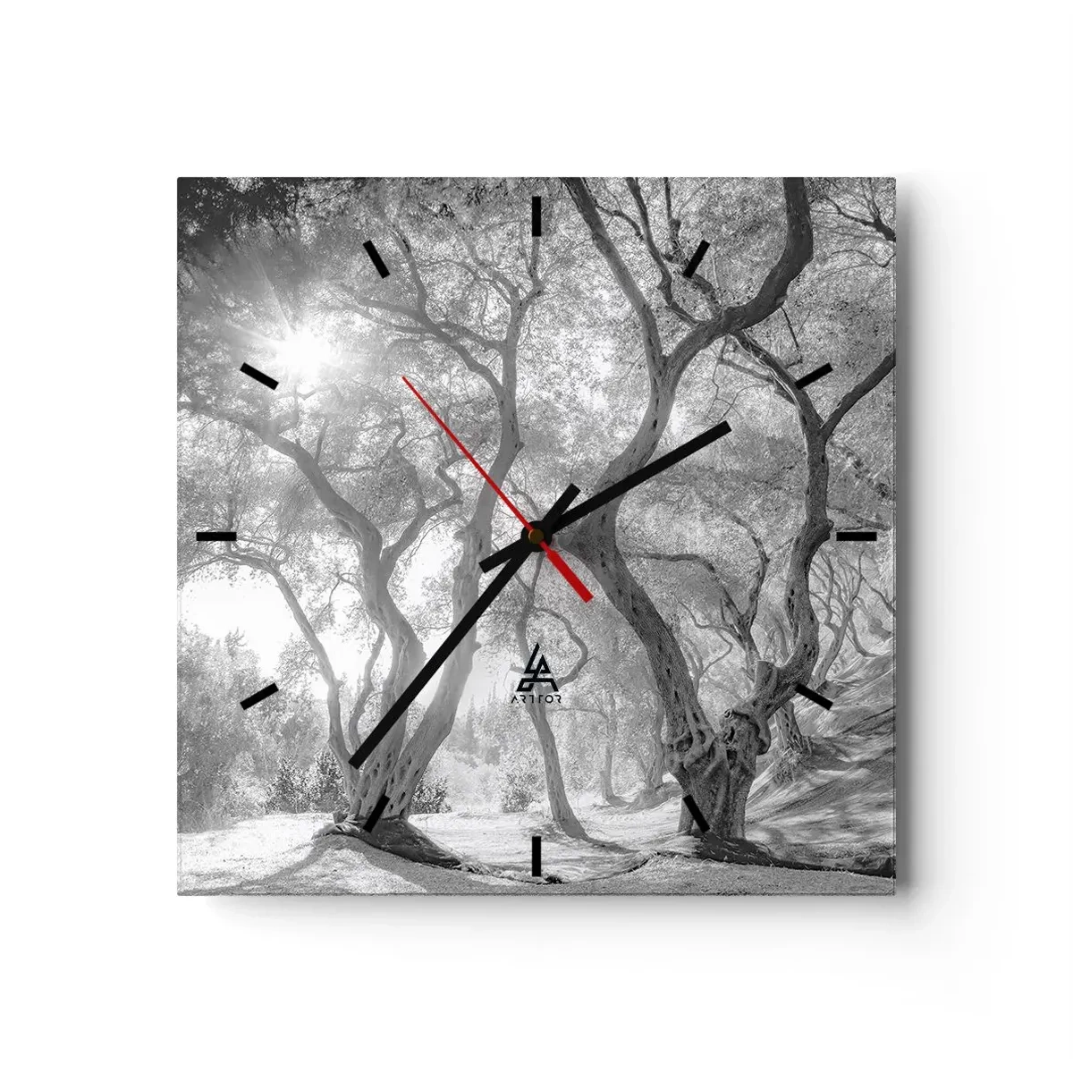 Wall clock - Clock on glass - In an Olive Grove - 30x30 cm