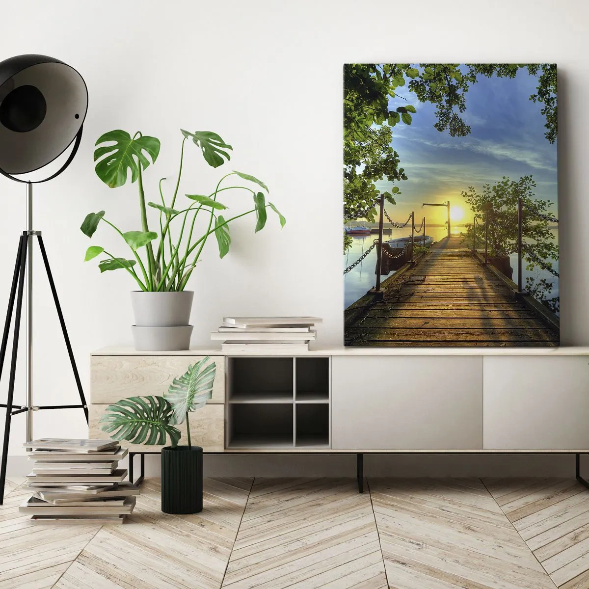 Canvas picture - Sunset by the Water - 45x80 cm