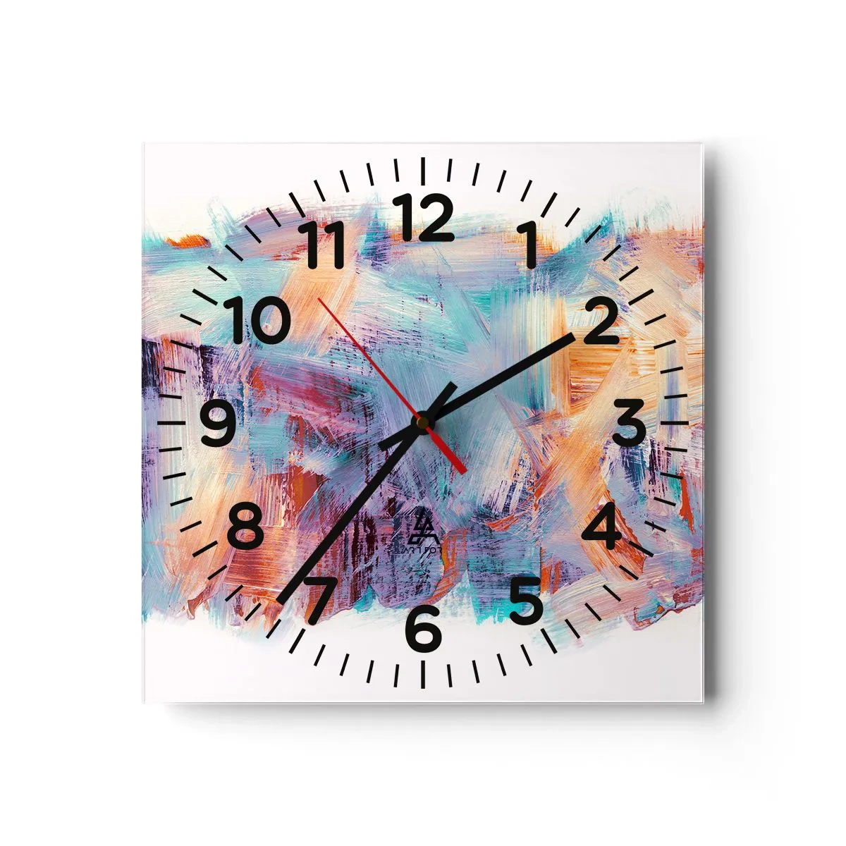 Wall clock - Clock on glass - Colourful Mess - 30x30 cm