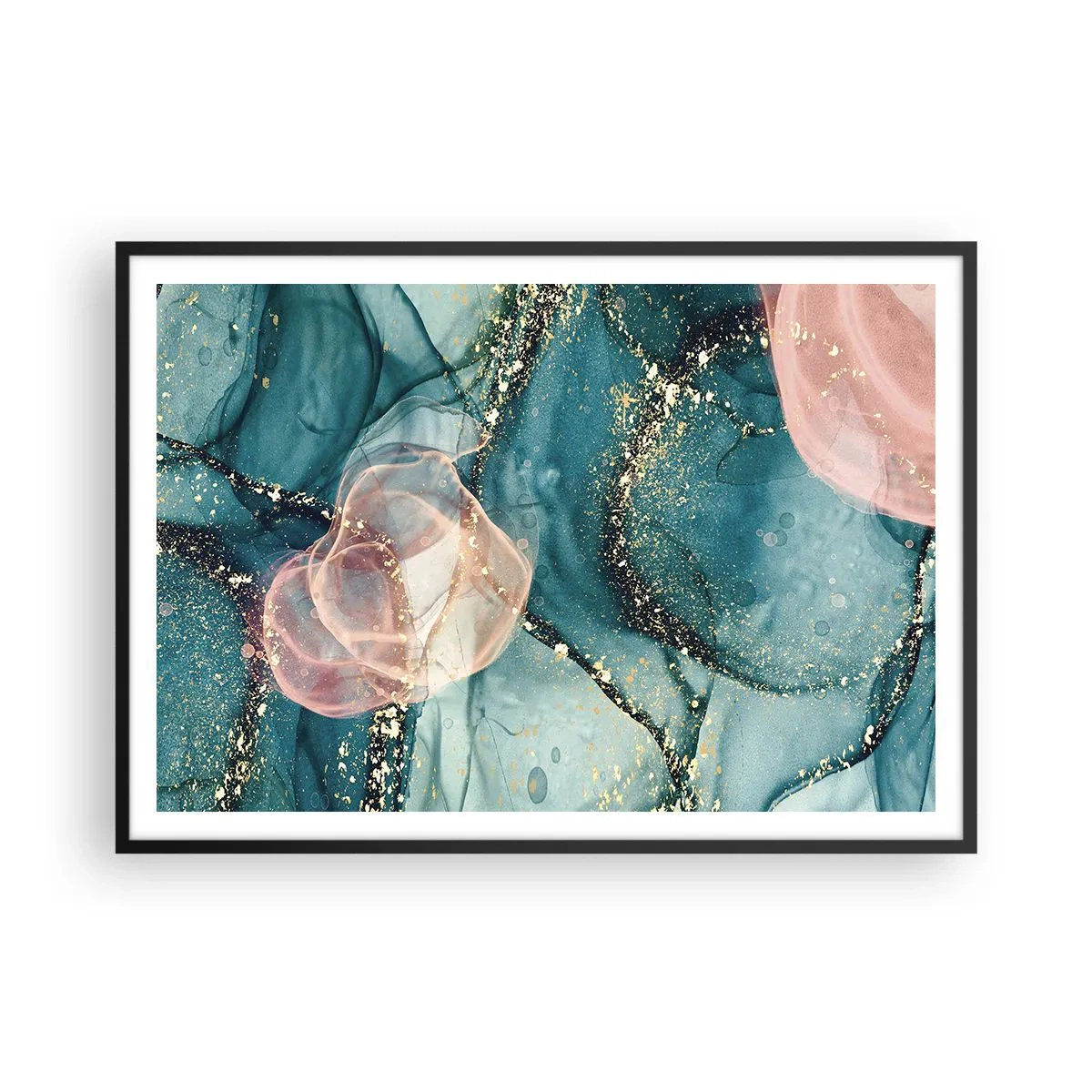 Poster in black frame - Silm Blue, Tulle Pink - 100x70 cm