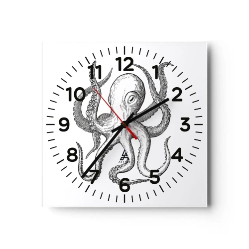 Wall clock - Clock on glass - Dancing with the Waves - 30x30 cm