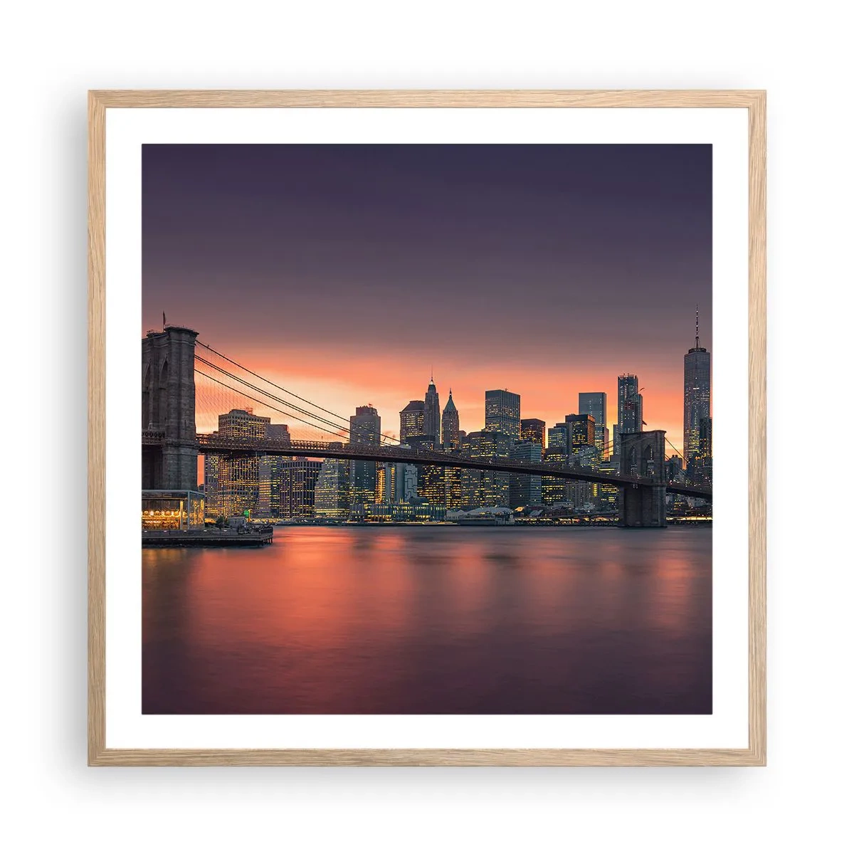 Poster in light oak frame - Submerged in Lilac Silence - 60x60 cm
