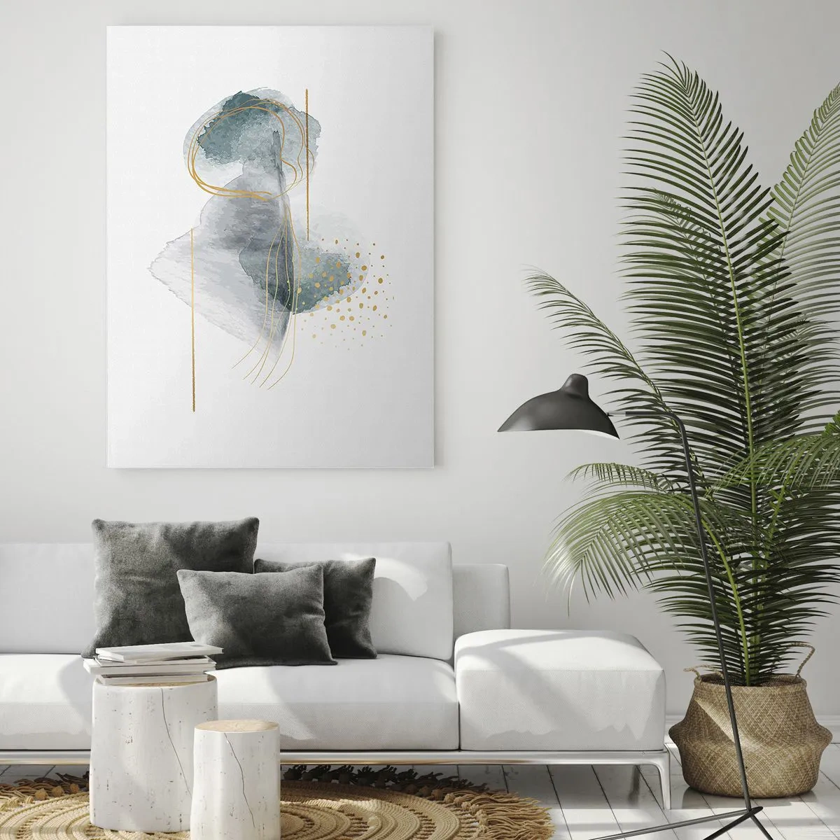 Glass picture - On the Relationships of Grey and Gold - 80x120 cm