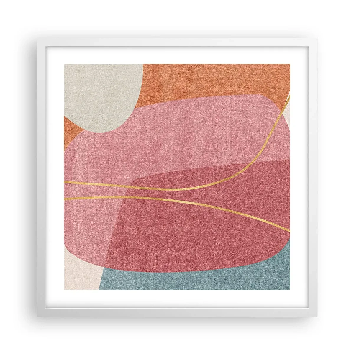 Poster in white frmae - Pastel Composition with a Golden Note - 50x50 cm