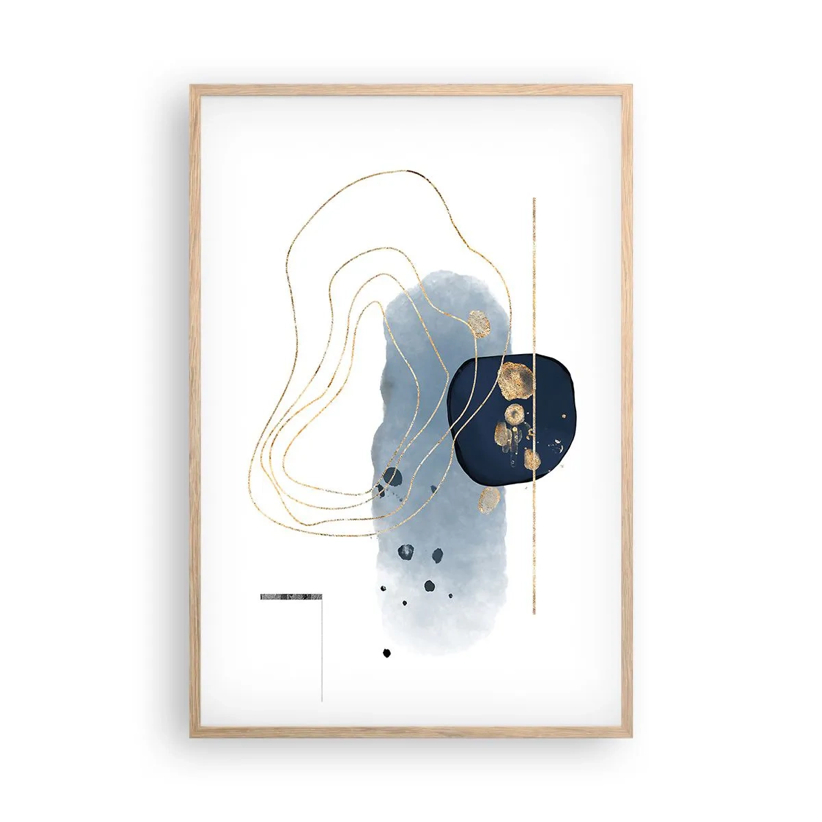 Poster in light oak frame - Blue and Gold Fantasy - 61x91 cm