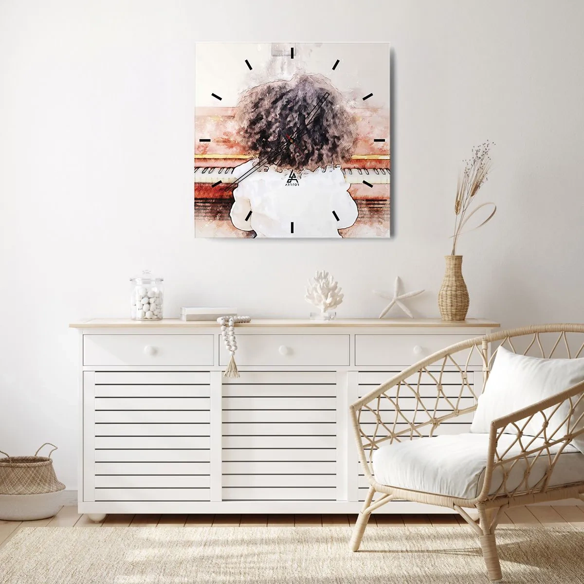 Wall clock - Clock on glass - In a New World - 30x30 cm