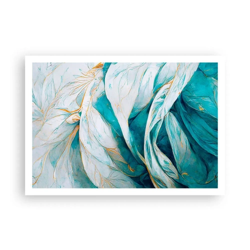 Poster - Blue Abstract with a Golden Motif - 100x70 cm