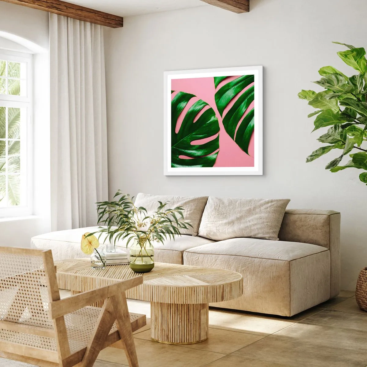 Poster in white frmae - Green Rendezvous - 60x60 cm