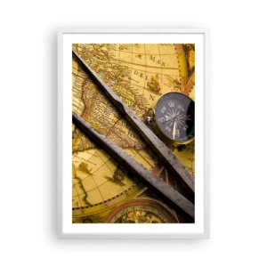 Poster in white frmae - With a Compass through the Seas - 50x70 cm