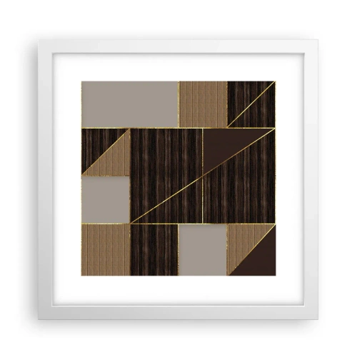 Poster in white frmae - Mosaic of Brown and Gold - 30x30 cm
