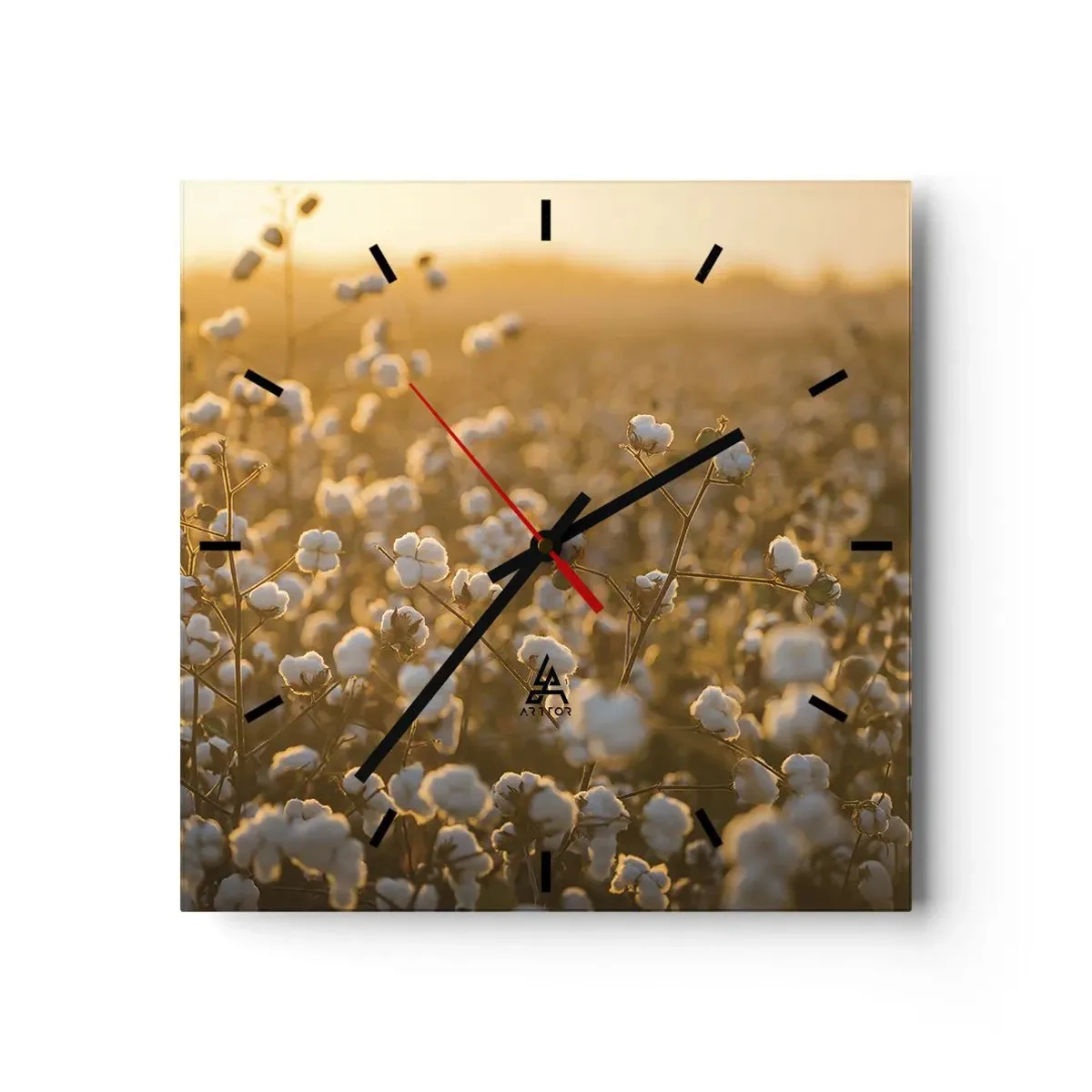 Wall clock - Clock on glass - Fluffy Field - 30x30 cm