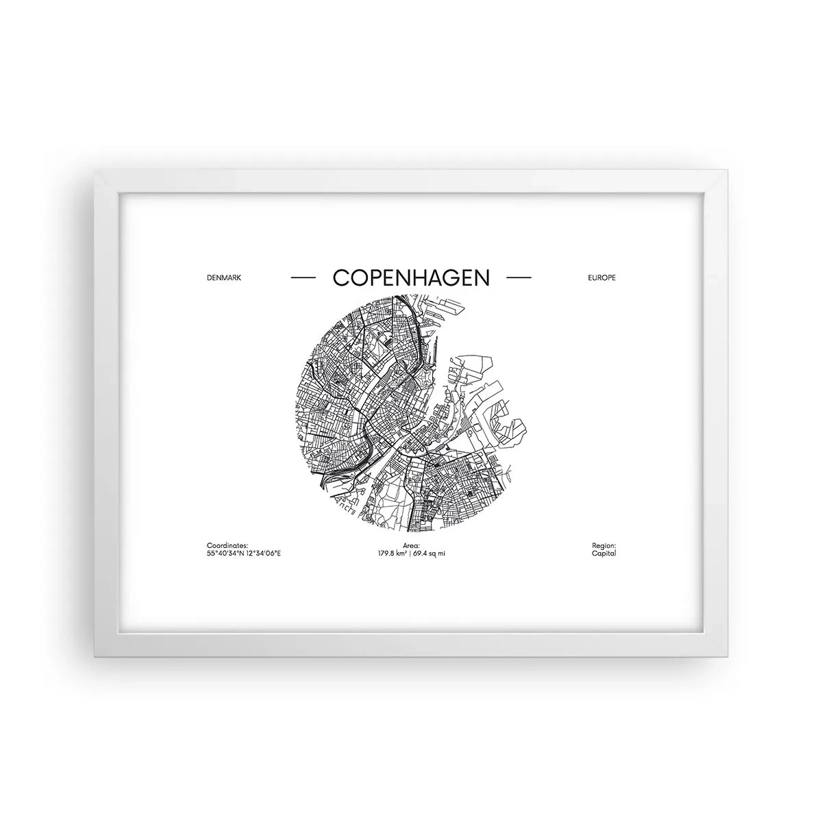 Poster in white frmae - Anatomy of Copenhagen - 40x30 cm