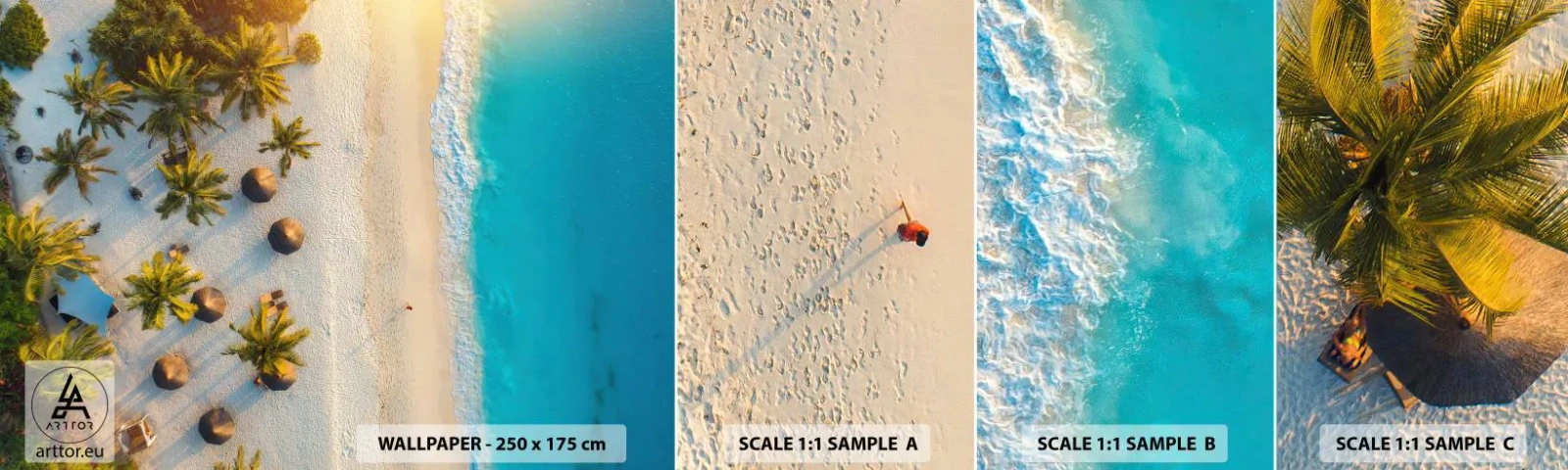 Photo Wallpaper Sample Self-Adhesive Deluxe Sticker - Welcome to Paradise - Beach, Palm trees, Exoticism - 100x30 cm