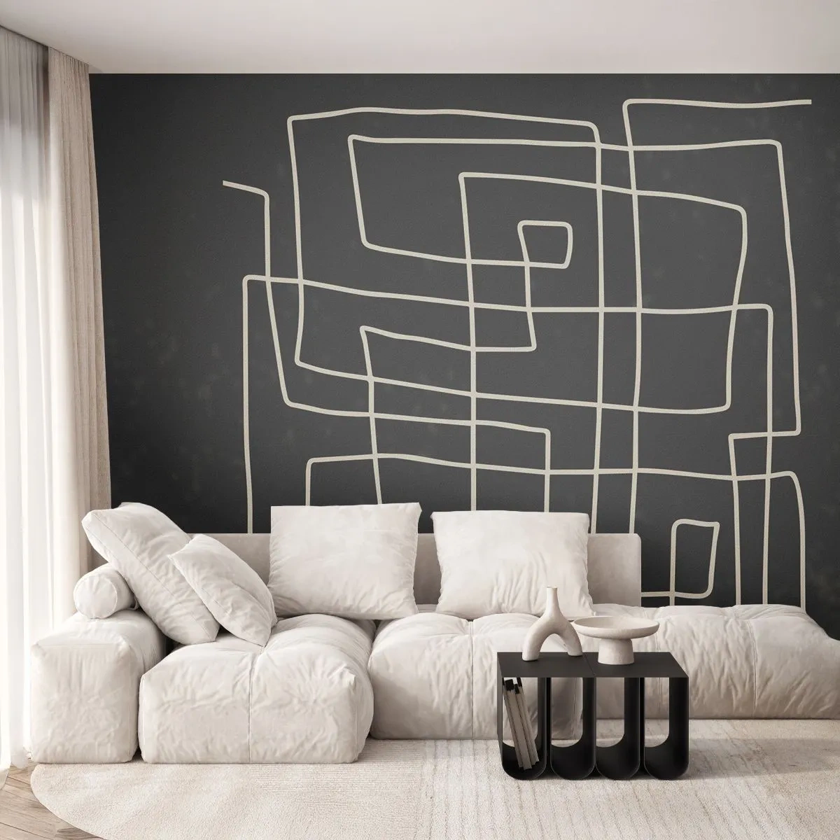 Photo Wallpaper Premium Sand - Not Too Straight - Abstraction, Piece, Black and white - 100x70 cm