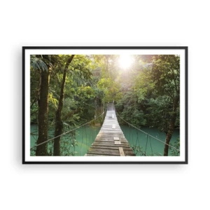 Poster in black frame - Azure Water in Azure Forest - 100x70 cm