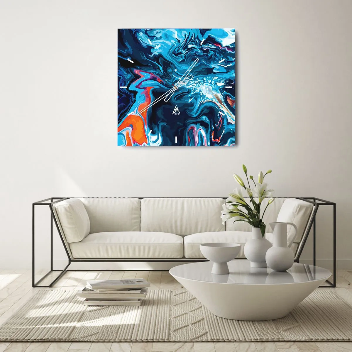 Wall clock - Clock on glass - Into the Interior of the Sky - 40x40 cm