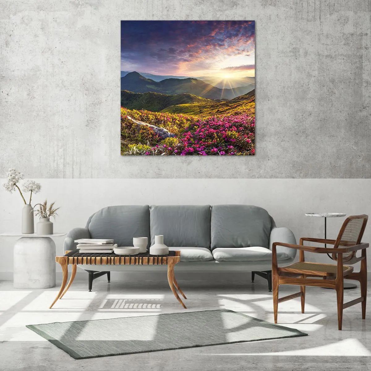 Glass picture - Freshness of Mountain Morning - 40x40 cm
