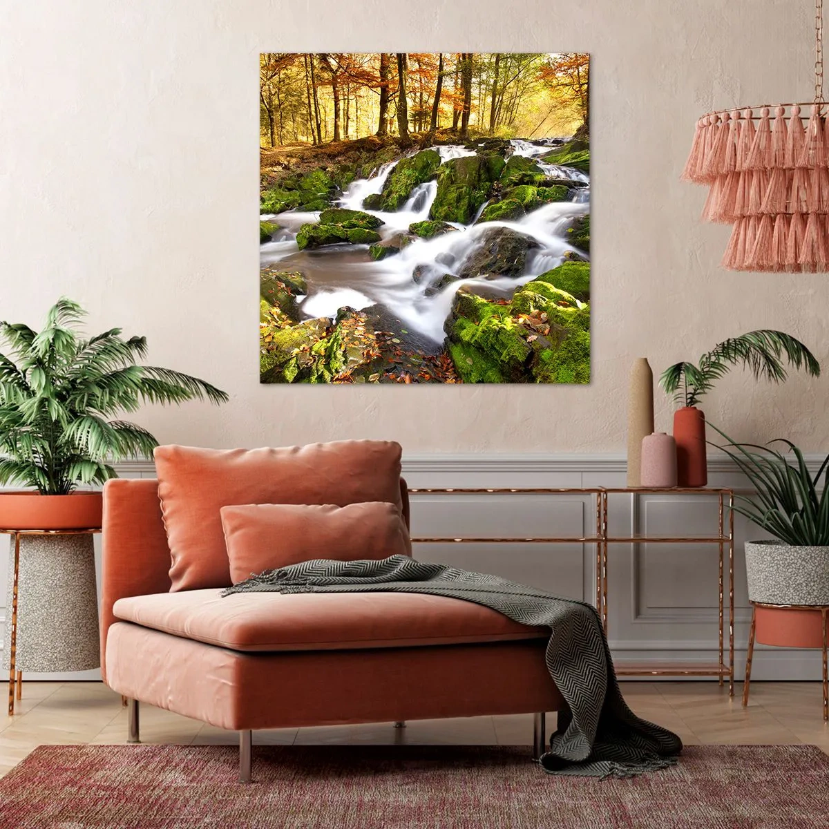 Canvas picture - Gingerly through an Autumnal Forest - 60x60 cm
