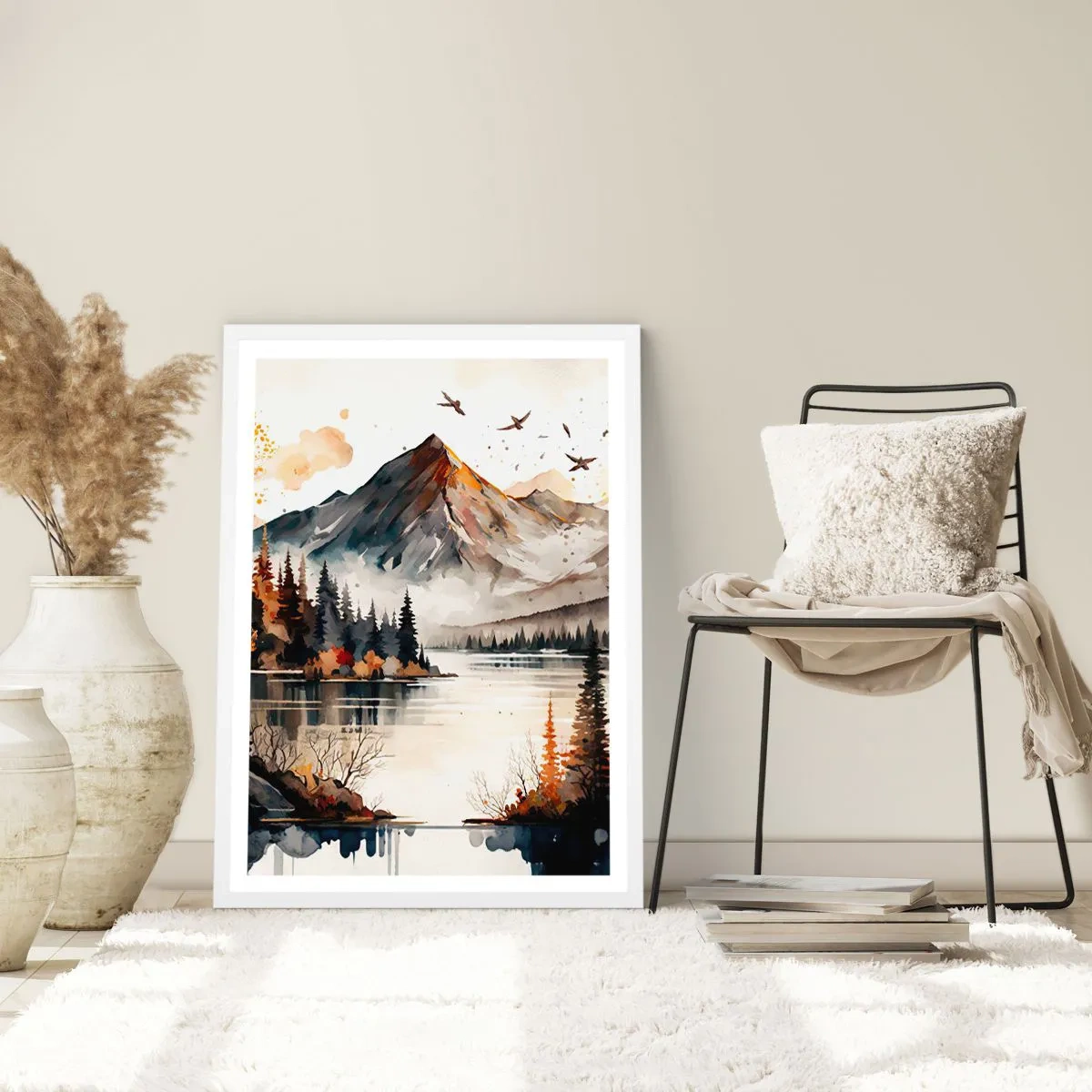 Poster in white frmae - Golden Autumn in the Mountains - 40x50 cm