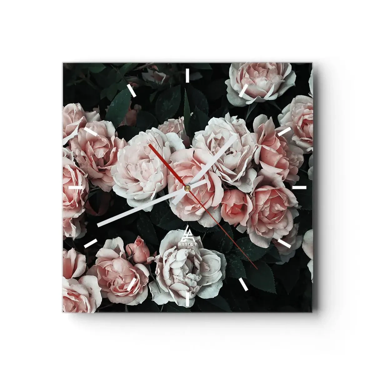 Wall clock - Clock on glass - Rose Ensemble - 30x30 cm