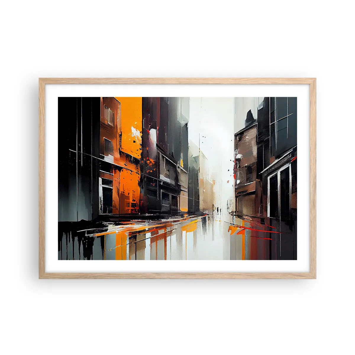 Poster in light oak frame - Rainy Day - 70x50 cm