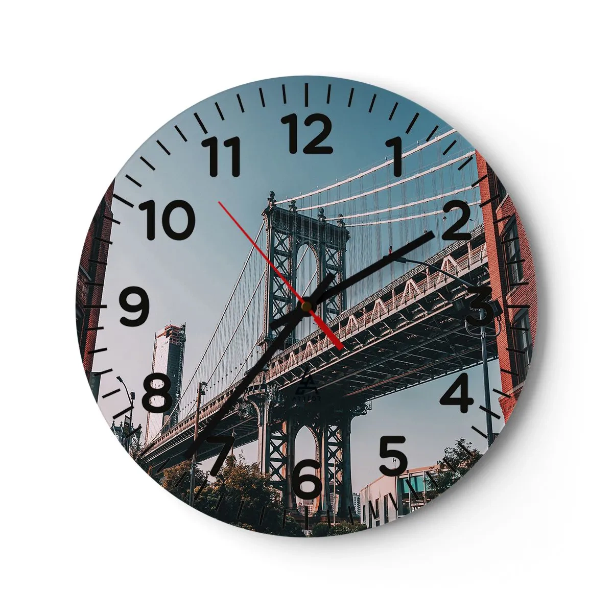 Wall clock - Clock on glass - Over the City Waves - 40x40 cm