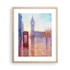 Poster in light oak frame - London Autumn Day - 40x50 cm
