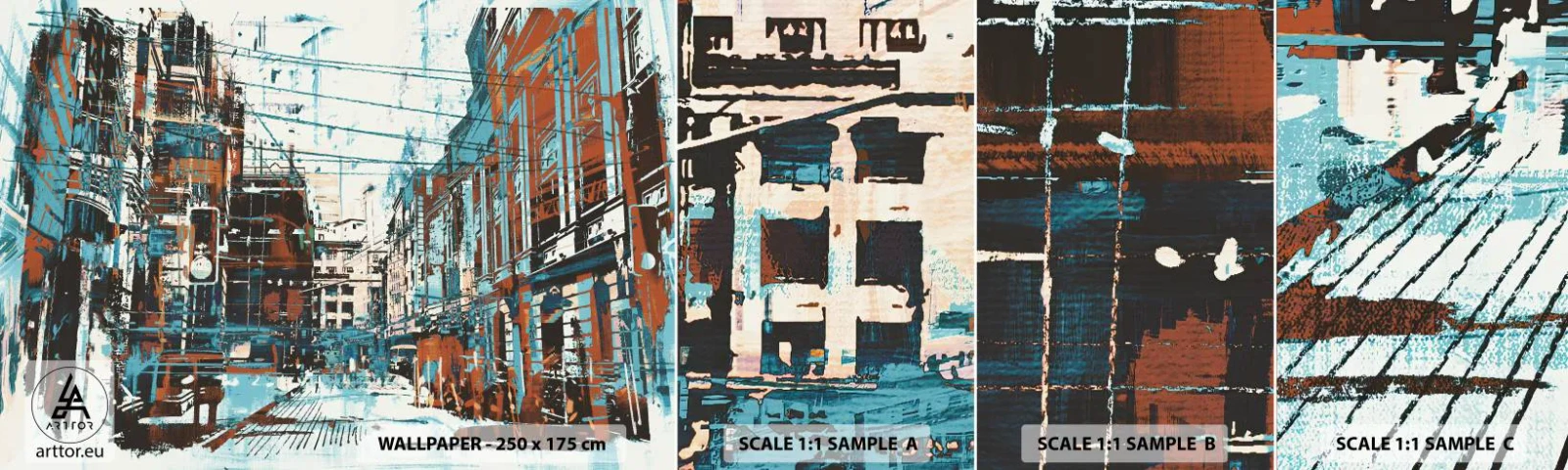 Photo Wallpaper Sample Self-Adhesive Deluxe Sticker - Blazed City Trail - City, Architecture, Piece - 100x30 cm