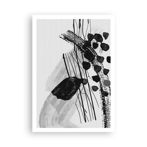 Poster - Black and White Organic Abstraction - 70x100 cm