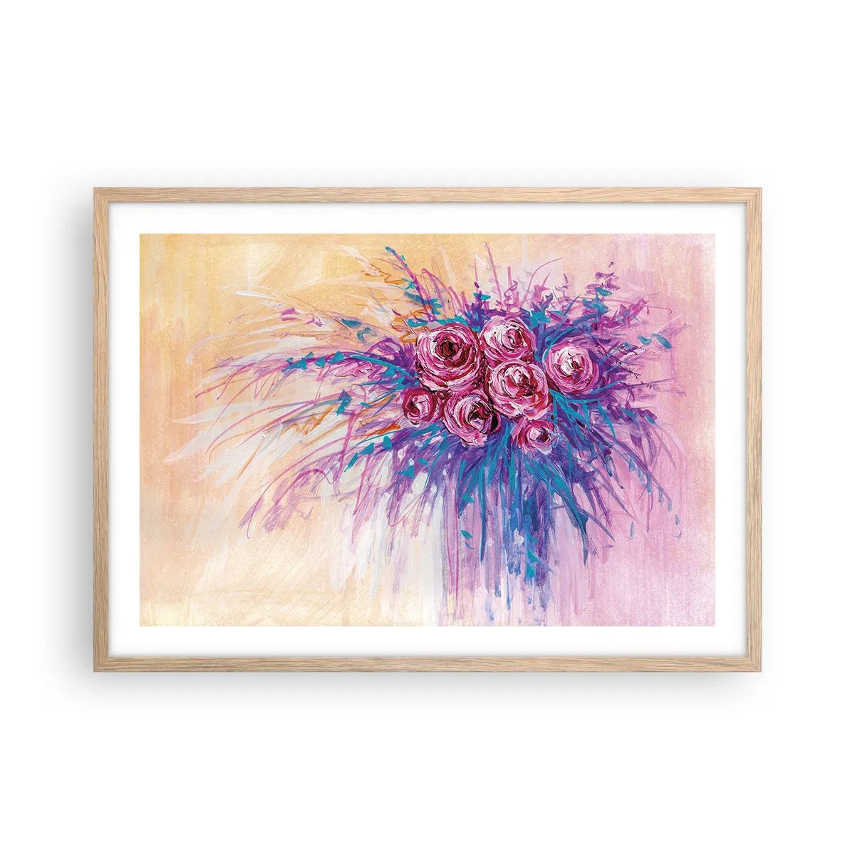 Poster in light oak frame - Rose Fountain - 70x50 cm
