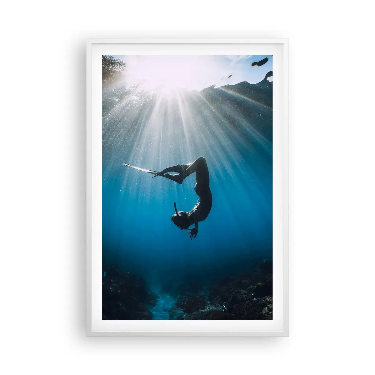 Poster in white frmae - Underwater dance - 61x91 cm
