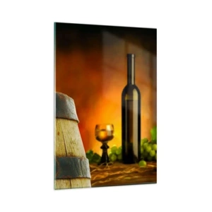 Glass picture - Still Life with a Bottle of Wine and a Bunch of Grapes - 80x120 cm