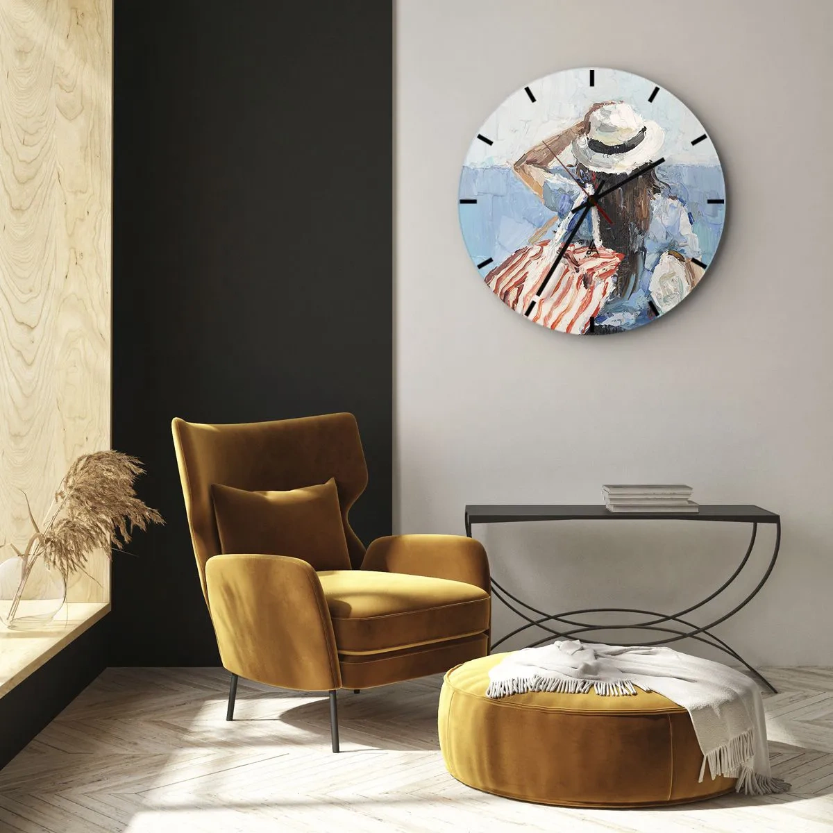 Wall clock - Clock on glass - Welcome to Holiday - 40x40 cm