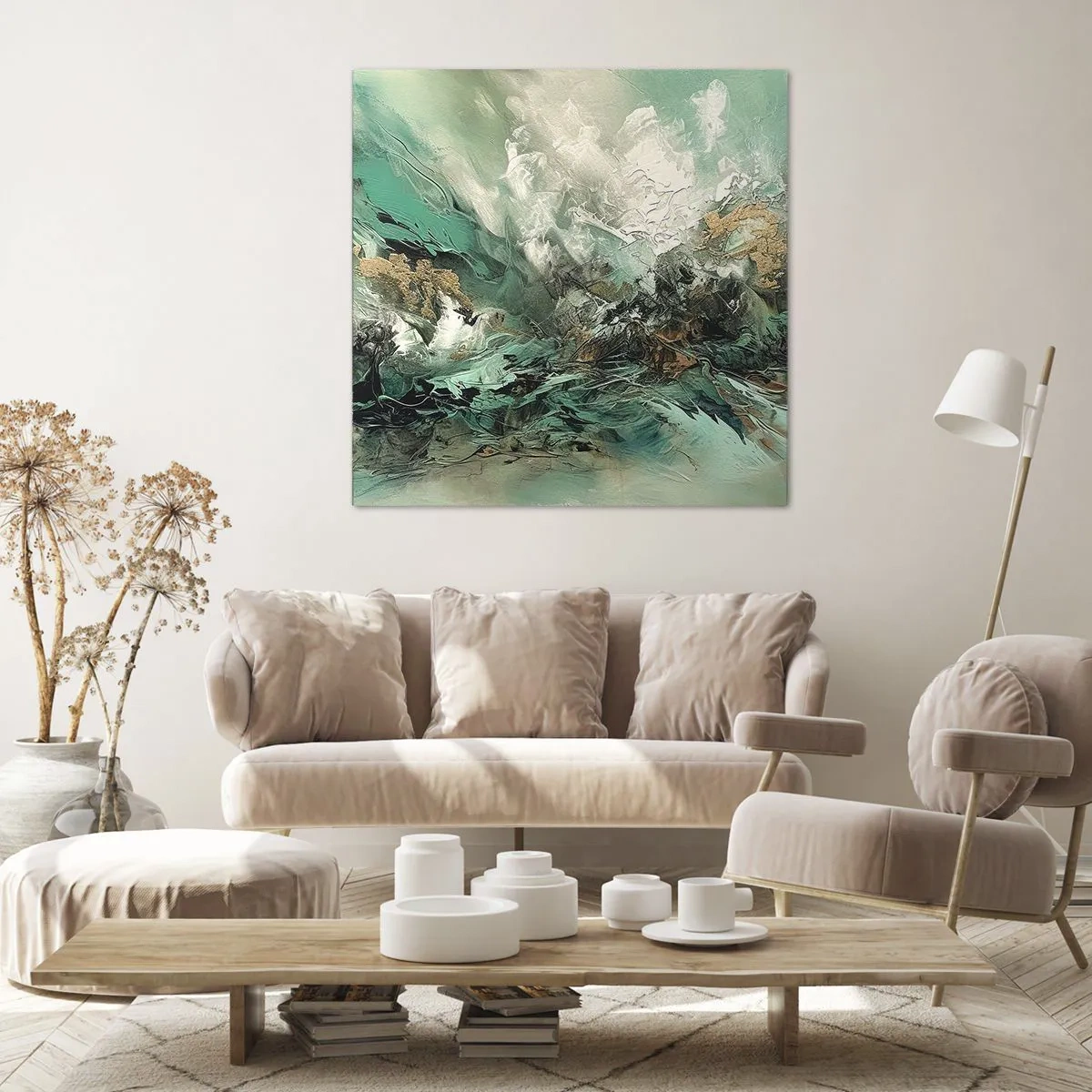 Canvas picture - Emerald and Black Lump - 70x70 cm