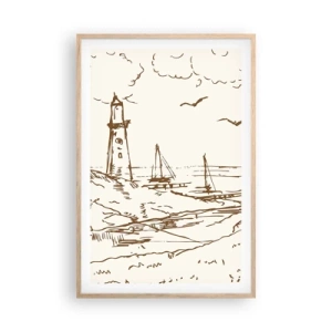 Poster in light oak frame - Outline of a Summer Postcard - 61x91 cm
