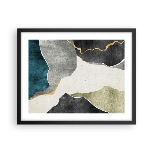 Poster in black frame - Mosaic Composition with a Gold Thread - 50x40 cm
