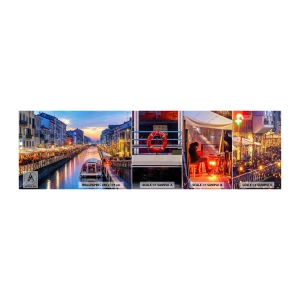 Photo Wallpaper Sample Standard Eco - Evening of Light and Fun - City, Milan, Italy - 100x30 cm