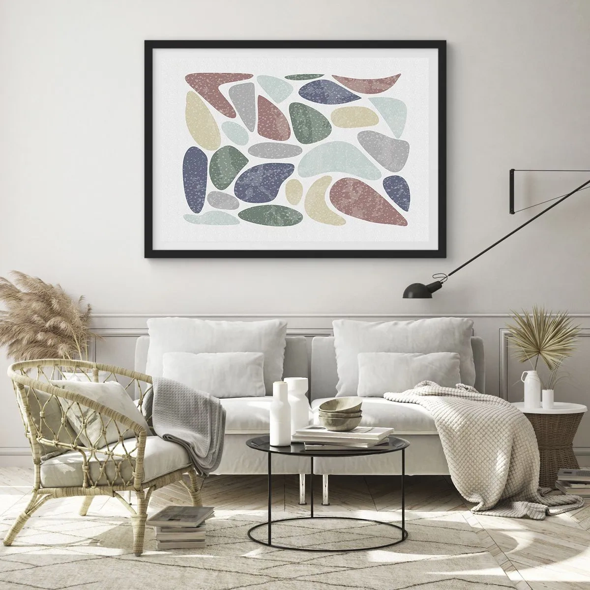 Poster in black frame - Mosaic of Powdered Colours - 100x70 cm