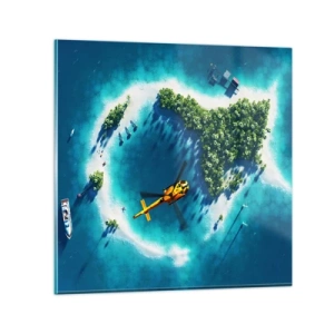Glass picture - Get Yourself an Island - 30x30 cm