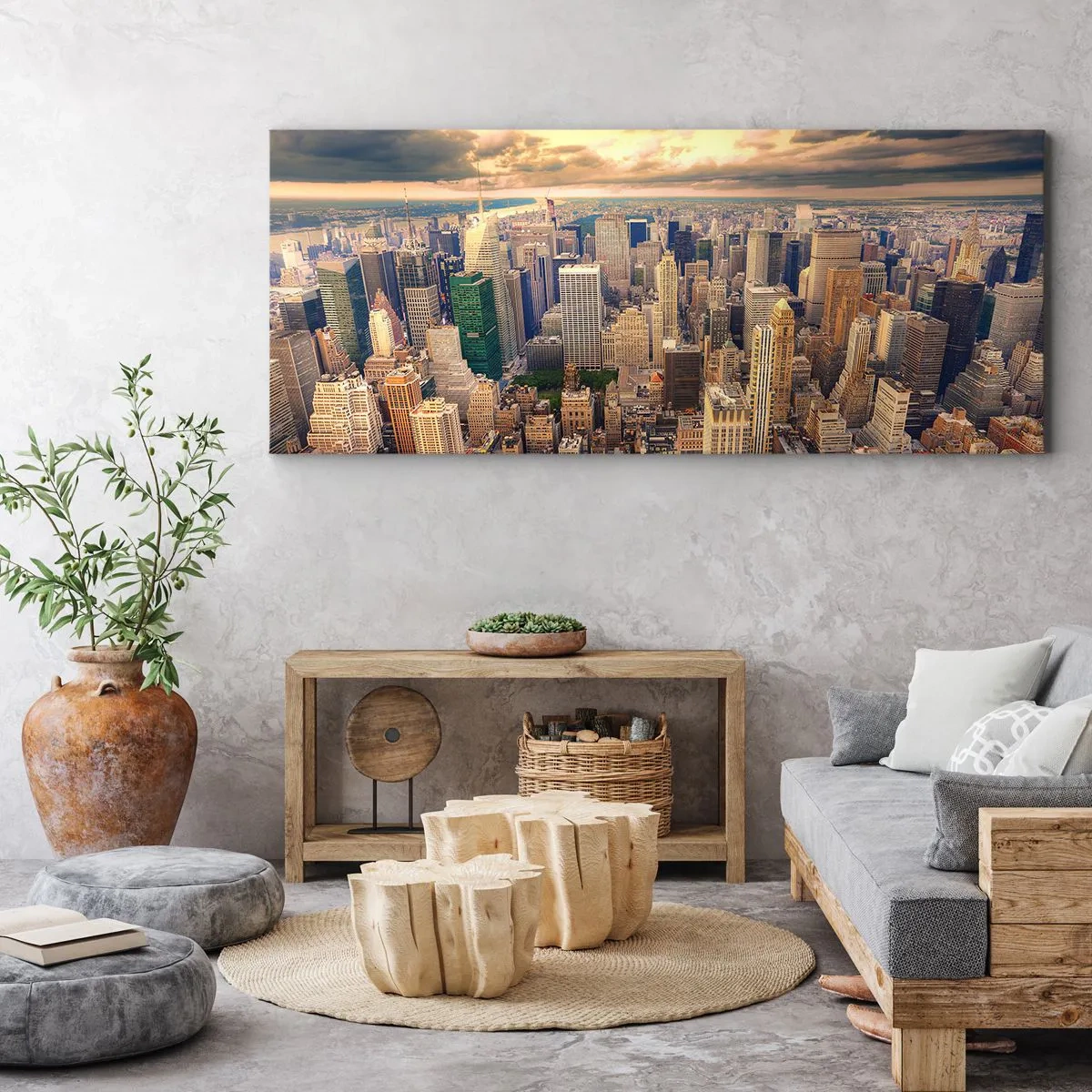 Canvas picture - Metropolis in Gold - 90x30 cm