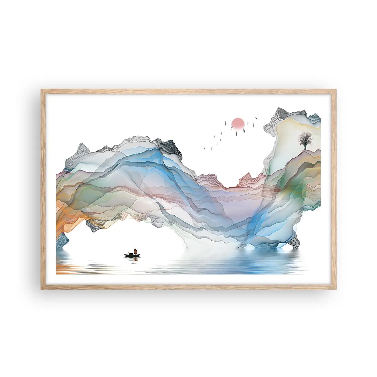 Poster in light oak frame - Towards Crystal Mountains - 91x61 cm
