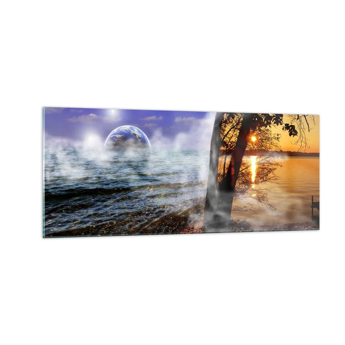 Glass picture - Surrealistic Landscape - Unity of Nature - 100x40 cm