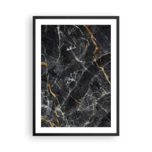 Poster in black frame - Black marble with subtle gold veins in an elegant frame - 50x70cm - Interior Life of a Stone - Modern wall decoration for the living room and bedroom ARTTOR