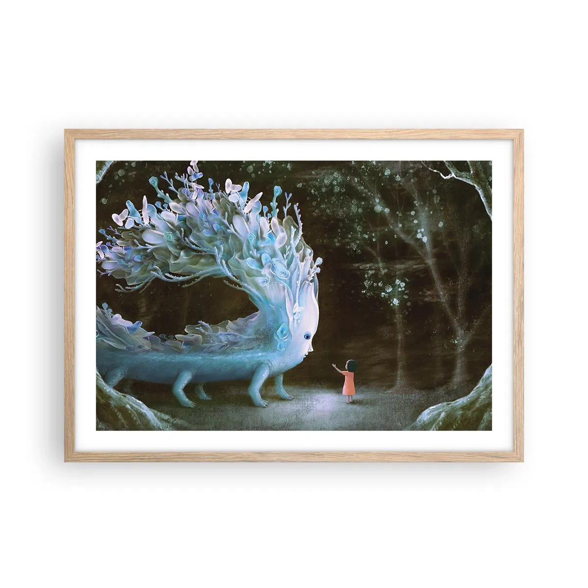 Poster in light oak frame - Fantastic Encounter - 70x50 cm