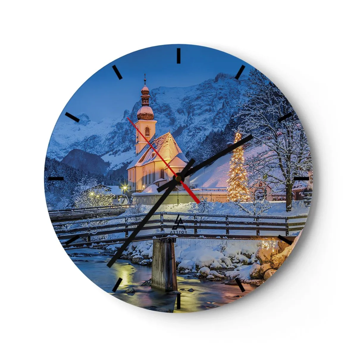 Wall clock - Clock on glass - Spirit of Christmas - 40x40 cm