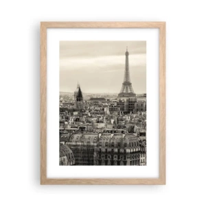 Poster in light oak frame - Over the Roofs of Paris - 30x40 cm