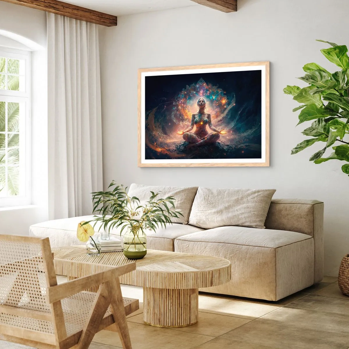 Poster in light oak frame - Good Energy Flow - 100x70 cm