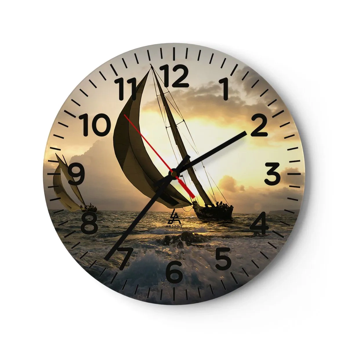 Wall clock - Clock on glass - With and against the Wind - 30x30 cm