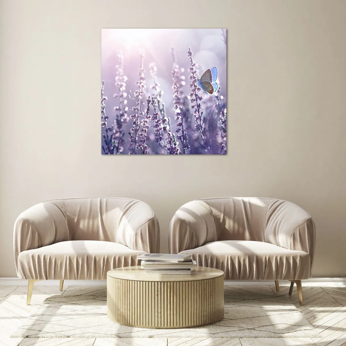 Glass picture - Kiss of a Butterfly - 60x60 cm