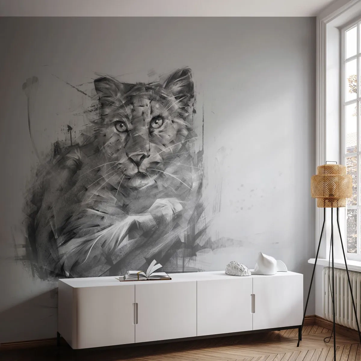 Custom Self-Adhesive Wallpaper Deluxe Sticker - Yes, I Am Listening - Panther, Animals, Wild cat